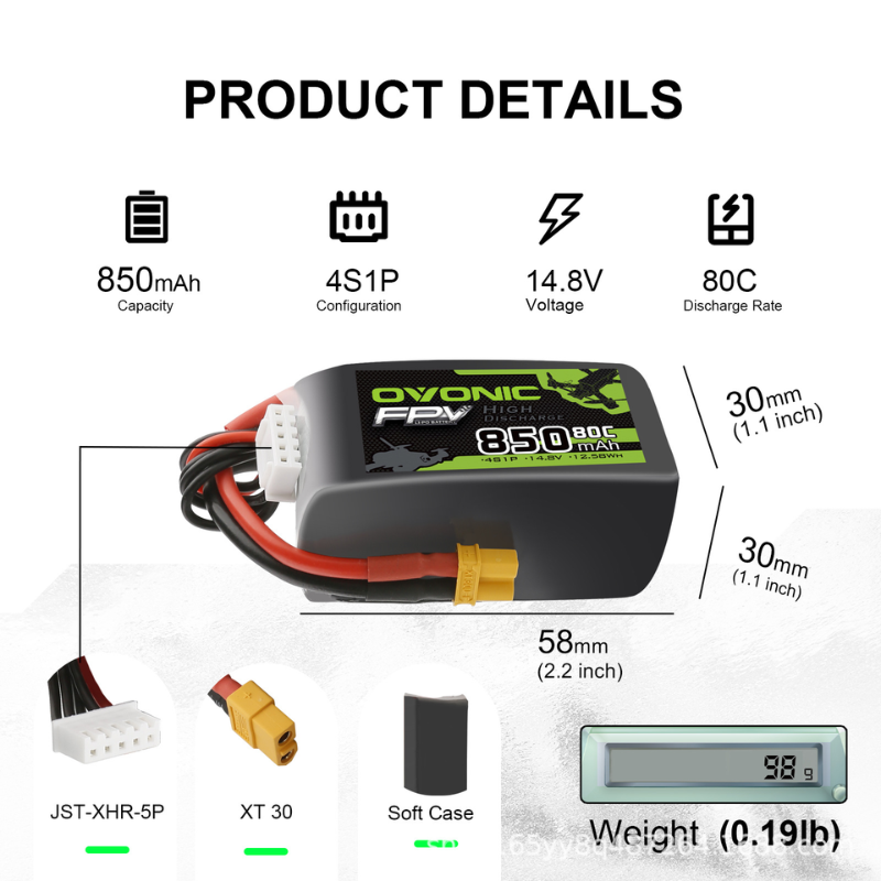 OVONIC 4S 14.8V 850mAh 80C แบต - Drone Zll Rc บทวิจารณ์และราคา